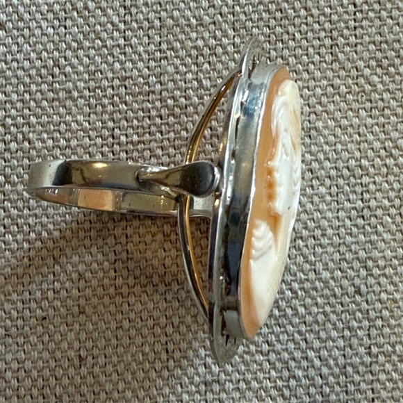 Vintage Italian Sterling Silver Cameo Ring 925 Italy Size 8 - Picture 3 of 8